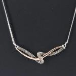 STERLING SILVER 925 W/ 10K ROSE GOLD GENUINE FANCY BROWN DIAMONDS NECKLACE