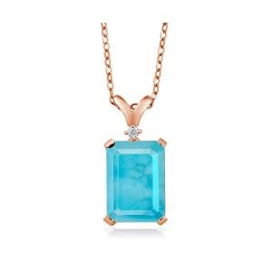Gemstone Birthstone and White Diamond Pendant Necklace for Women | 18K Rose G...