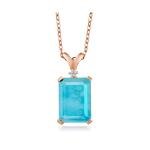 Gemstone Birthstone and White Diamond Pendant Necklace for Women | 18K Rose G...