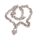Silver Diamond Heart Pendant Necklace 18