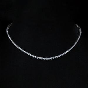 925 Silver Round Cut 7CT Lab Grown VS-FG Diamond Tennis Necklace For Women's 15"