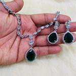 Stunning Green Emerald Pendant Necklace and Earrings