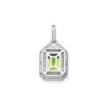 Emerald-Cut Peridot Diamond Halo Pendant Necklace