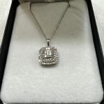NWT Ladies Sterling Silver Diamond Necklace PD Square 1/2 Carat TW $425