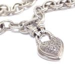 Silver Diamond Heart Pendant Necklace 18