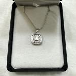 NWT Ladies Sterling Silver Diamond Necklace PD Square 1/2 Carat TW $425