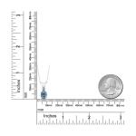 925 Sterling Silver Gemstone Birthstone and White Diamond Pendant Necklace fo...