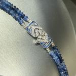 Blue Sapphire and Diamond Art Deco Necklace 17