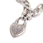 Silver Diamond Heart Pendant Necklace 18