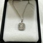 NWT Ladies Sterling Silver Diamond Necklace PD Square 1/2 Carat TW $425