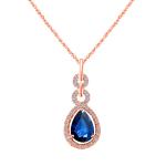 Natural Sapphire and Diamond Pendant Necklace in 10K Gold
