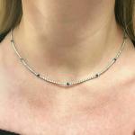 Blue Sapphire and Diamond Tennis Necklace in White Gold