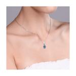 925 Sterling Silver Gemstone Birthstone and White Diamond Pendant Necklace fo...