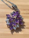 Gold Vermeil Amethyst and Diamond Pendant Necklace