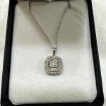 NWT Ladies Sterling Silver Diamond Necklace PD Square 1/2 Carat TW $425