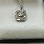 NWT Ladies Sterling Silver Diamond Necklace PD Square 1/2 Carat TW $425