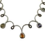 14K White Gold Multi-Gemstone & Diamond Necklace
