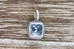 Natural Diamond Halo Blue Topaz Silver Pendant