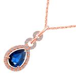 Natural Sapphire and Diamond Pendant Necklace in 10K Gold