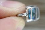 Natural Diamond Halo Blue Topaz Silver Pendant