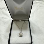 NWT Ladies Sterling Silver Diamond Necklace PD Square 1/2 Carat TW $425