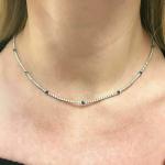 Blue Sapphire and Diamond Tennis Necklace in White Gold
