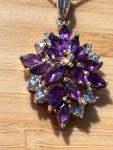 Gold Vermeil Amethyst and Diamond Pendant Necklace