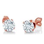 18K Rose Gold Plated Silver Aquamarine and Diamond Pendant Necklace Earrings