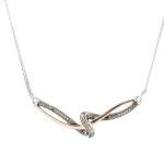 STERLING SILVER 925 W/ 10K ROSE GOLD GENUINE FANCY BROWN DIAMONDS NECKLACE