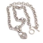 Silver Diamond Heart Pendant Necklace 18