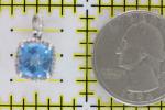 Natural Diamond Halo Blue Topaz Silver Pendant