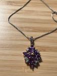 Gold Vermeil Amethyst and Diamond Pendant Necklace