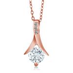 18K Rose Gold Plated Silver Aquamarine and Diamond Pendant Necklace Earrings