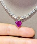 Heart Cut Pink Sapphire & Diamond Tennis Necklace