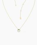 Green Gemstone and Diamond Circle Pendant Necklace