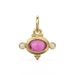Pink Tourmaline Diamond Pendant Charm, October Birthstone