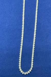 Natural 7.20ct Diamond Tennis Necklace. Set In 14k White Gold. 3prong 17 inches
