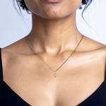 14K Solid White Gold Citrine Diamond Necklace