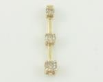 10K Gold .40 CT TW Champagne Diamond Three Stone Necklace Pendant Estate Jewelry