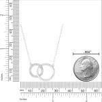 925 Sterling Silver Interlocking Circles Necklace with Diamonds - 18 Inch Chain