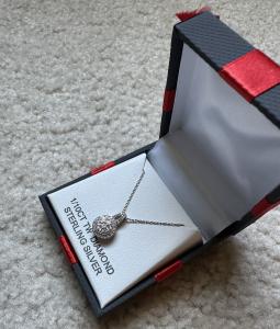 NWT 1/10 CT TW Diamond Sterling Silver Necklace 18” Pendant Jewelry Gift Fashion