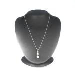 3 Stone Simulated Diamond Pendant Necklace in Silver