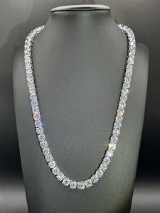 WHITE DIAMOND SIMULANT 100.00CTW ROUND RHODIUM OVER STERLING SILVER NECKLACE