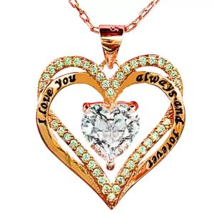 Forever Love Heart Necklaces for Women,925 Sterling Silver Birthstone Necklace