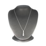 3 Stone Simulated Diamond Pendant Necklace in Silver