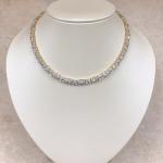 30CT Lab-Created Oval Cut Diamond Tennis Women's Necklace 14K Yellow Gold Plated