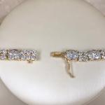 30CT Lab-Created Oval Cut Diamond Tennis Women's Necklace 14K Yellow Gold Plated