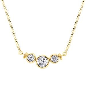1.30 Ct Simulated Diamond Three-Stone Bezel Set Necklace Sterling Silver 925