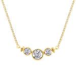 1.30 Ct Simulated Diamond Three-Stone Bezel Set Necklace Sterling Silver 925