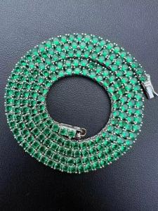 8 CT Round Cut Full Natural Emerald Tennis Necklace 925 Sterling Silver 18 Inch